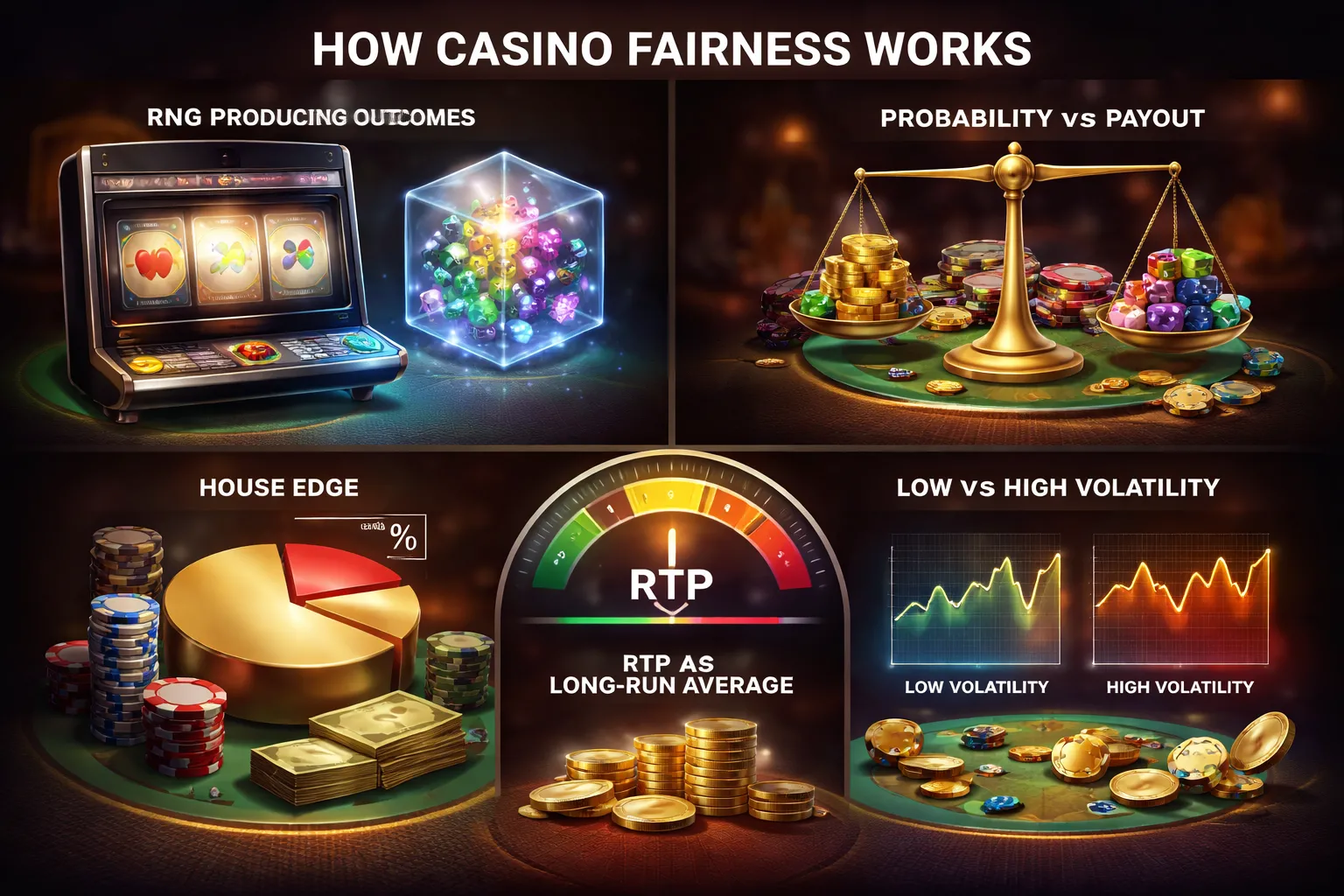 Fairness Fundamentals: RNGs, Odds, House Edge, and RTP (Explained Simply)